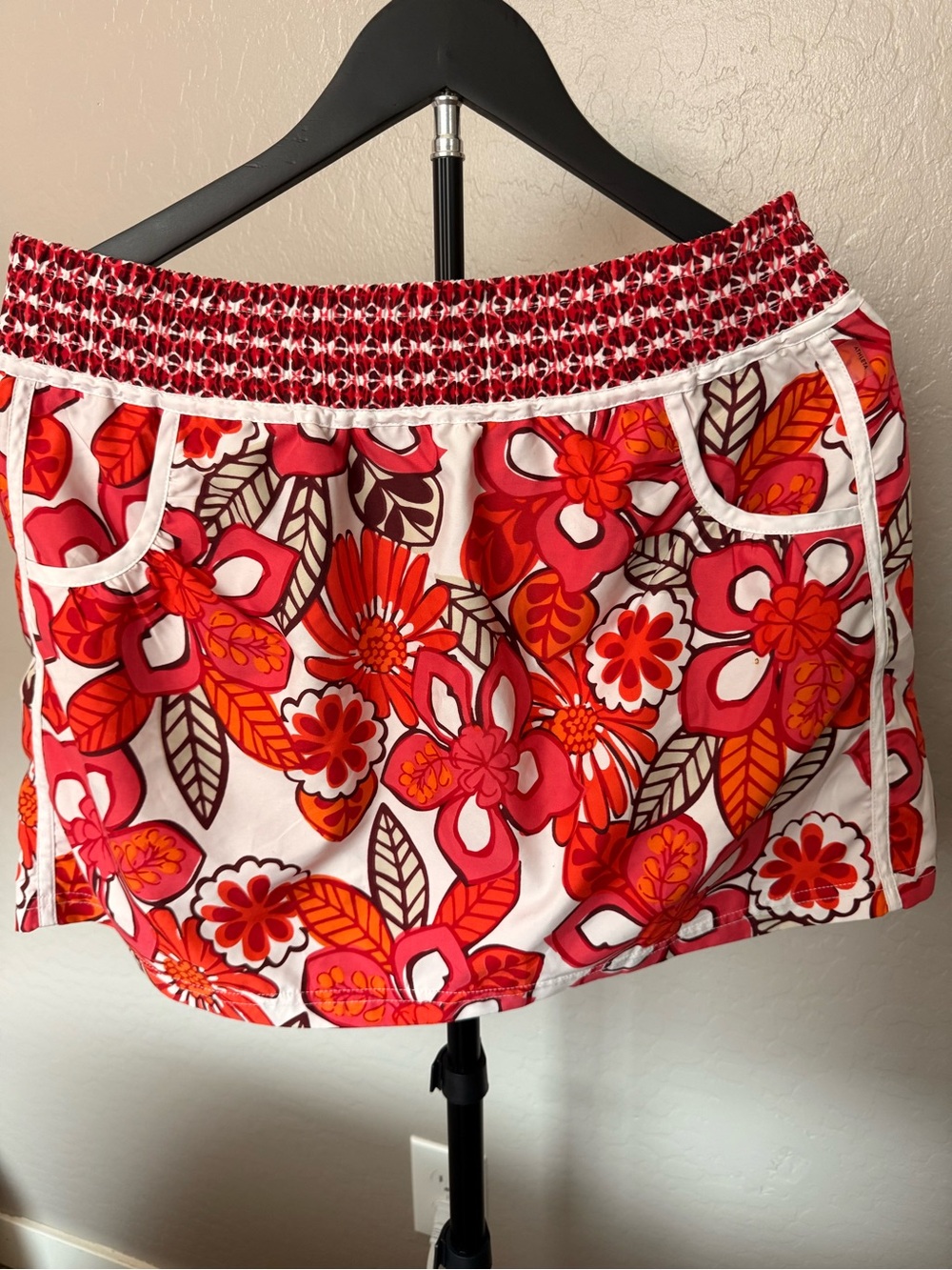 Athleta Pink Red Orange Floral Swim Skirt